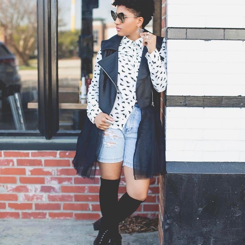 Black biker vest with tutu